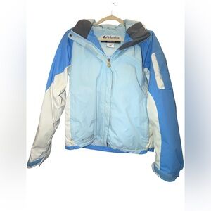 Columbia Light Blue & White Colorblock Ski Jacket size M women’s